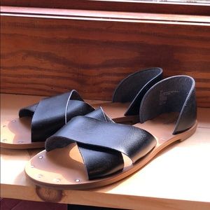 Merona black leather sandals. Never worn!